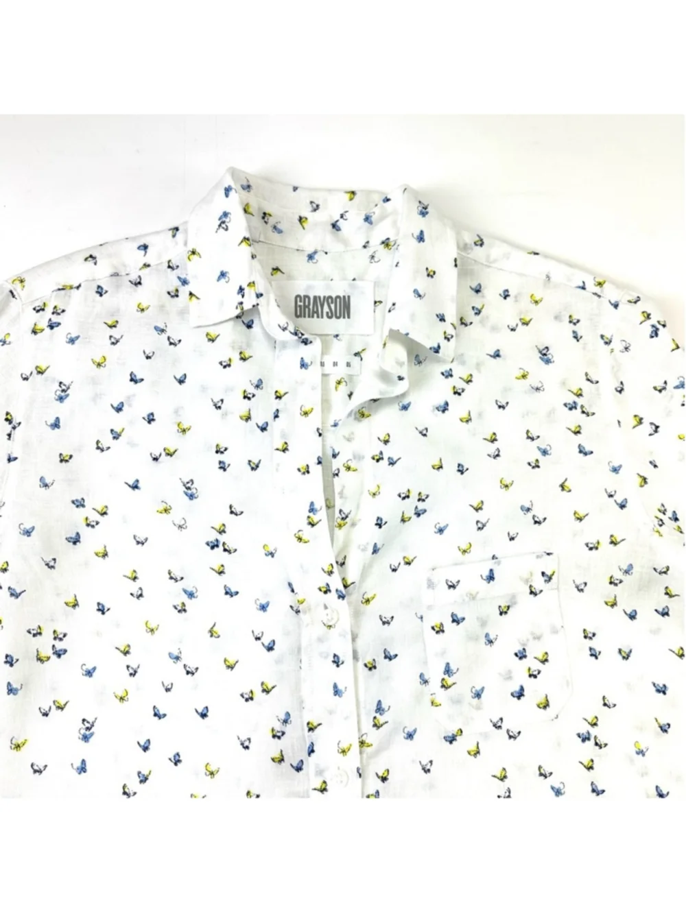 Anthro Grayson linen shirt Womens Medium Butterfly Buttondown casual Feminine - Picture 8 of 14